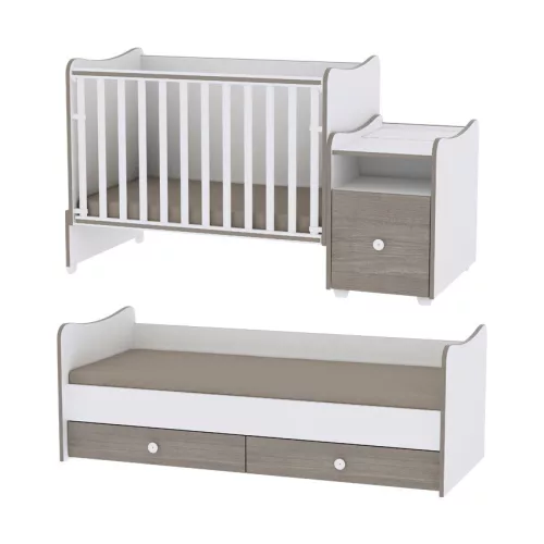 Lorelli Trend PLUS kombi ágy 70x165 - White & Vintage Gray / Fehér & Vintage Szürke