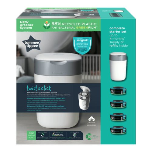 Tommee Tippee Sangenic TEC ajándék pelenkacsomagoló vödör + utántöltő citrus 4 db M