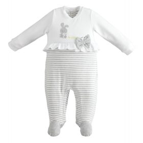   iDO Rugdalózó fehér-szürke nyuszis, masnis 12 - BOMBA ÁR!