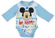   Asti Disney Mickey "Be happy" hosszú ujjú baba body fehér-kék 68