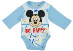   Asti Disney Mickey "Be happy" hosszú ujjú baba body fehér-kék 50