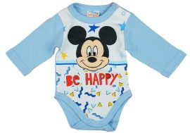Asti Disney Mickey "Be happy" hosszú ujjú baba body fehér-kék 50