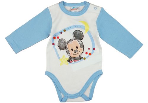 Asti Disney Mickey hosszú ujjú baba body fehér-kék 68