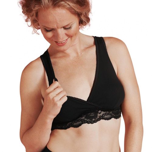 Carriwell Csipkés szoptatós melltartó organikus S - fekete