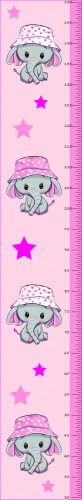Best4Baby Pink, elefántos magasságmérős falmatrica - fehér
