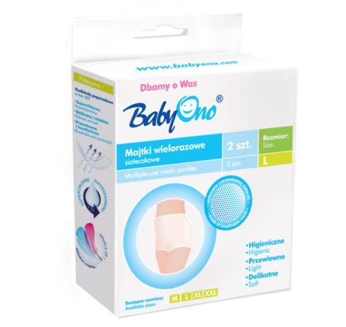 BabyOno Kismama bugyi, többször használható, hálós, L méret, 2 db-os