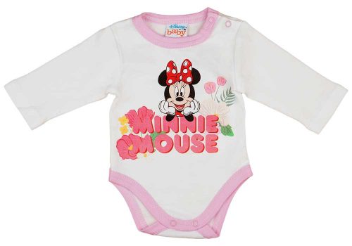 Asti Hosszú ujjú kislány body virágos Minnie mintával, fehér 068