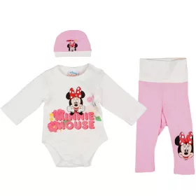   Asti 3 részes baba kislány szett Minnie virágos mintával, fehér 068