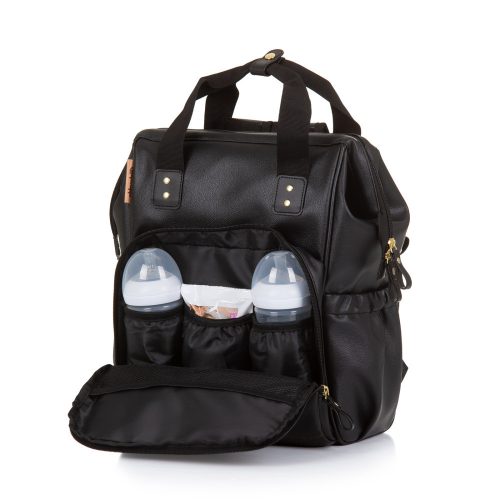Chipolino babakocsira rögzíthető hátizsák - Black Leather 