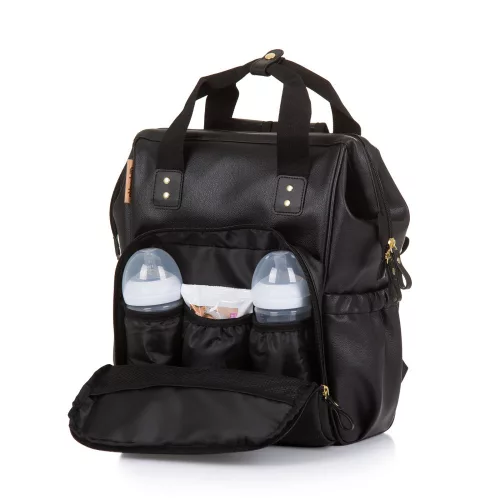 Chipolino babakocsira rögzíthető hátizsák - Black Leather 