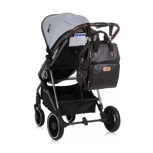 Chipolino babakocsira rögzíthető hátizsák - Black Leather 