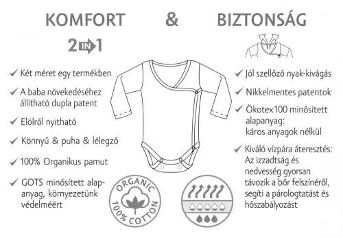 Kenguru Gold Kimonó csecsemő body mogyoró Róka 50-56