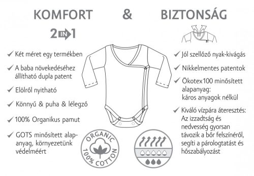 Kenguru Gold Kimonó csecsemő body mogyoró 50-56