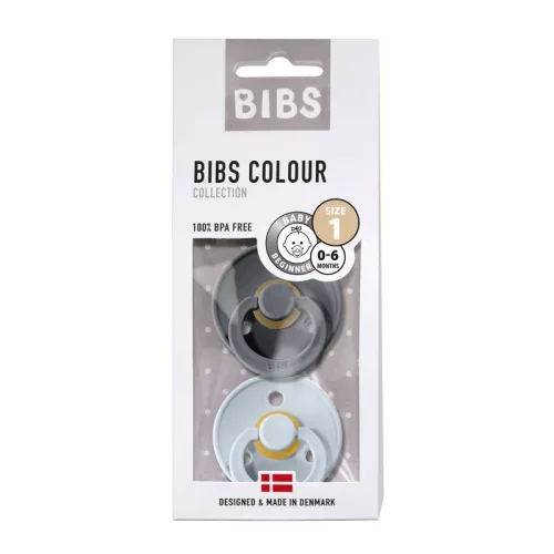 BIBS Colour 2 db-os cumi, (Grafit/Pasztellkék), 0-6 hó