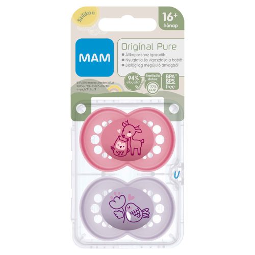 MAM PURE Original szilikon DUPLA cumi 16+ hónap