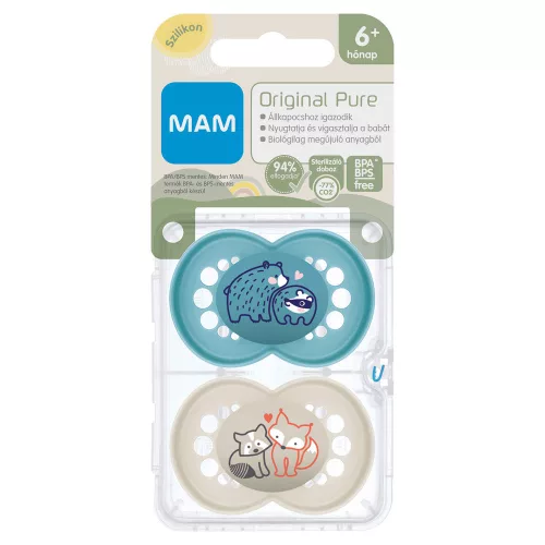 MAM PURE Original szilikon DUPLA cumi 6+ hónap