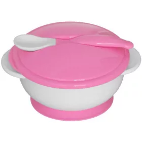 Baby care etető tál + kanál - blush pink