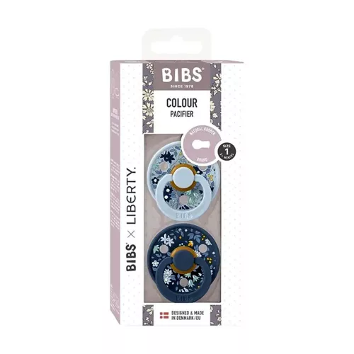 BIBS Liberty 2db-os cumi, Colour Camomile Lawn Latex, Size 1, Pasztellkék/Acélkék
