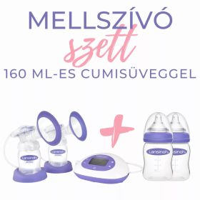   Lansinoh 2 az 1-ben elektromos dupla mellszívó + 2db 160ml cumisüveg szett