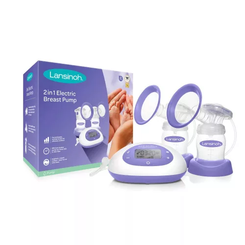 Lansinoh 2 az 1-ben elektromos dupla mellszívó + 2db 160ml cumisüveg szett