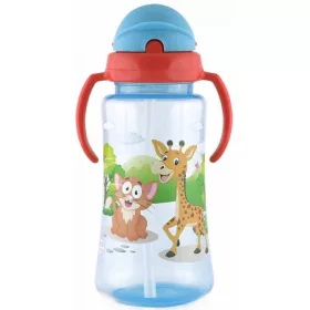 Baby Care Szafari szívószálas sportitató 330 ml - blue