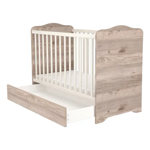 Timba Viki 60x120-as Zárt végű kiságy ágyneműtartóval - Krém-fűz