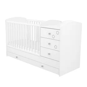   Timba Félix 3 Fiókos Kombinált kiságy (60x120-as) - Fehér Csillagos