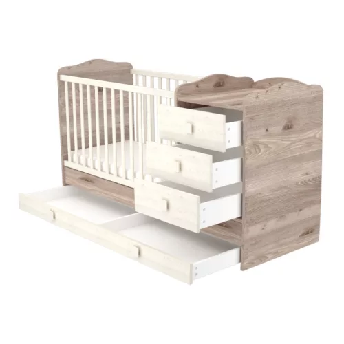 Timba Viki 3 Fiókos Kombinált kiságy (60x120-as) - Krém-fűz