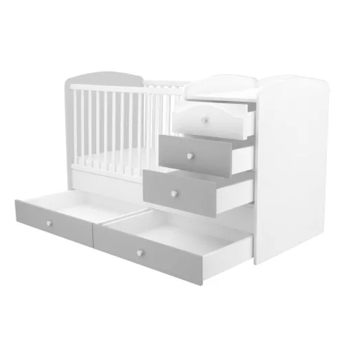 Timba Erik Maxi Kombi 5 Fiókos (70x120-as) - Ezüst-Fehér