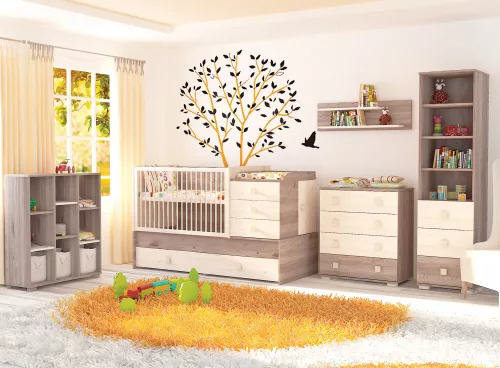 Timba Viki 3 Fiókos Nyitott szekrény - Krém-fűz