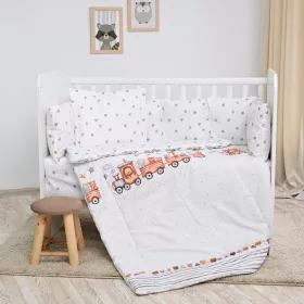 Lorelli 5 részes ágynemű garnitúra - Train Grey