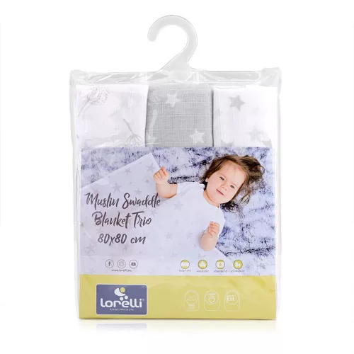Lorelli Muszlin takaró 80x80 cm - Trio Grey Mix