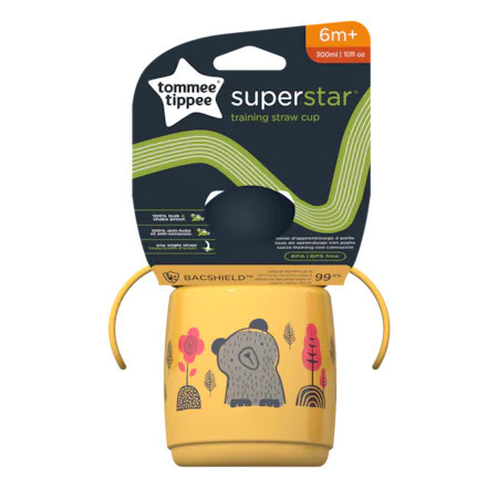 Tommee Tippee Superstar training straw szívószálas pohár sárga 300ml