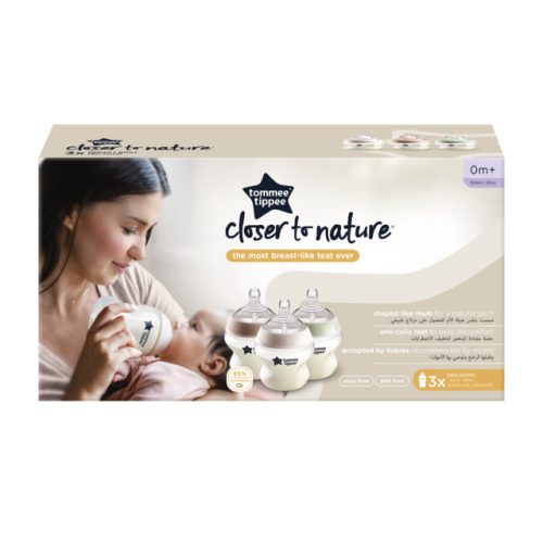 Tommee Tippee Closer to Nature cumisüveg 3 x 150 ml, pasztell