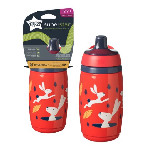 Tommee Tippee Superstar insulatated sportee sportkupakos hőtartó pohár, piros, 266 ml