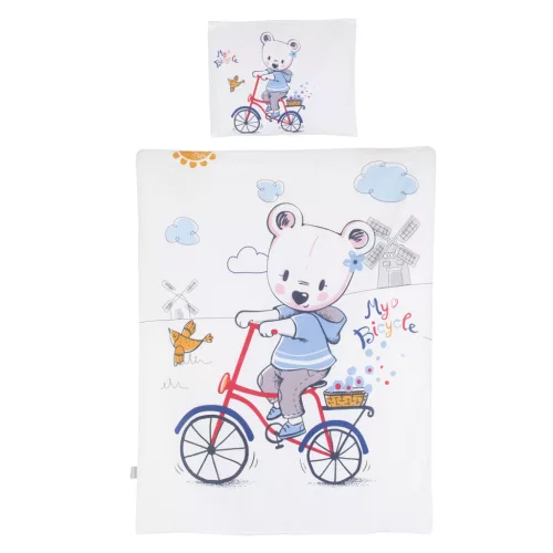Chipolino 5 részes ágynemű garnitúra - bear with bicycle