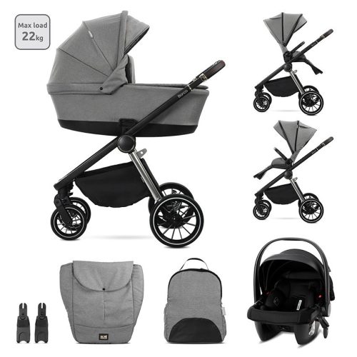 Lorelli Bianca 3az1-ben újszülött babakocsi Lorelli Aria Luxe hordozóval - Grey (2 doboz)