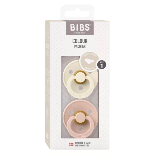 BIBS Colour 2-es szett, anatómiai cumifej, (Krémfehér/Púderrózsaszín), 0-6 hó