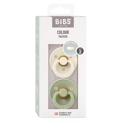 BIBS Colour 2-es szett, szimmetrikus cumifej, (Krémfehér/Zsálya), 6-36 hó