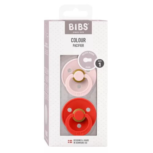 BIBS Colour 2-es szett, (Cseresznyevirág/Pirospiros), 0-6 hó