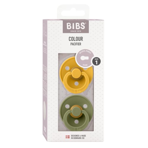 BIBS Colour 2-es szett, (Méz/Olivazöld), 0-6 hó
