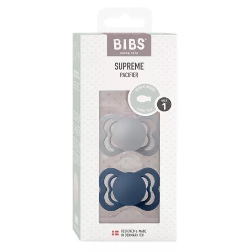 BIBS Supreme cumi 2-es szett, (Delfin/Acélkék), 0-6 hó