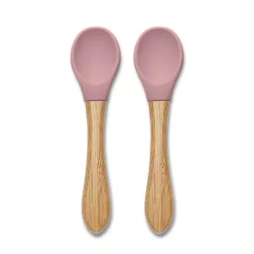 Lorelli Szilikon kanalak bambusz nyéllel, 2db - deep pink