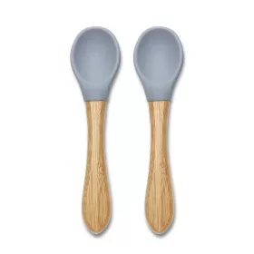 Lorelli Szilikon kanalak bambusz nyéllel, 2db - grey