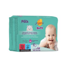   JimJams Baby nedves popsitörlőkendő multipack, illatmentes, 3x52db