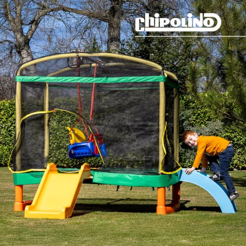 Chipolino Playground Trambulin 200 cm csúszdával, létrával - green