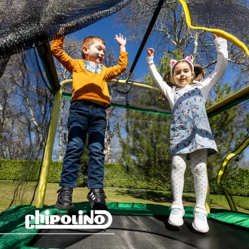 Chipolino Playground Trambulin 200 cm csúszdával, létrával - green
