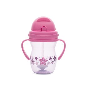   Baby Care szívószálas itató fogantyúval 275ml - Pink/Purple