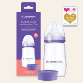   Lansinoh Cumisüveg közepes folyású etetőcumival + fedéllel, 240 ml