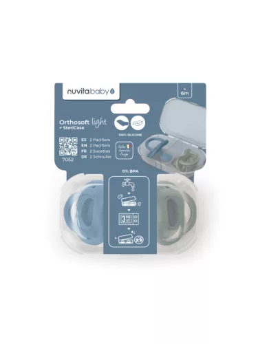 Nuvita Orthosoft Light 2db-os cumi szett 0+ - Powder Blue/Sage Green - 7052